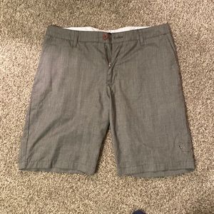 Gray RVCA flat front shorts.